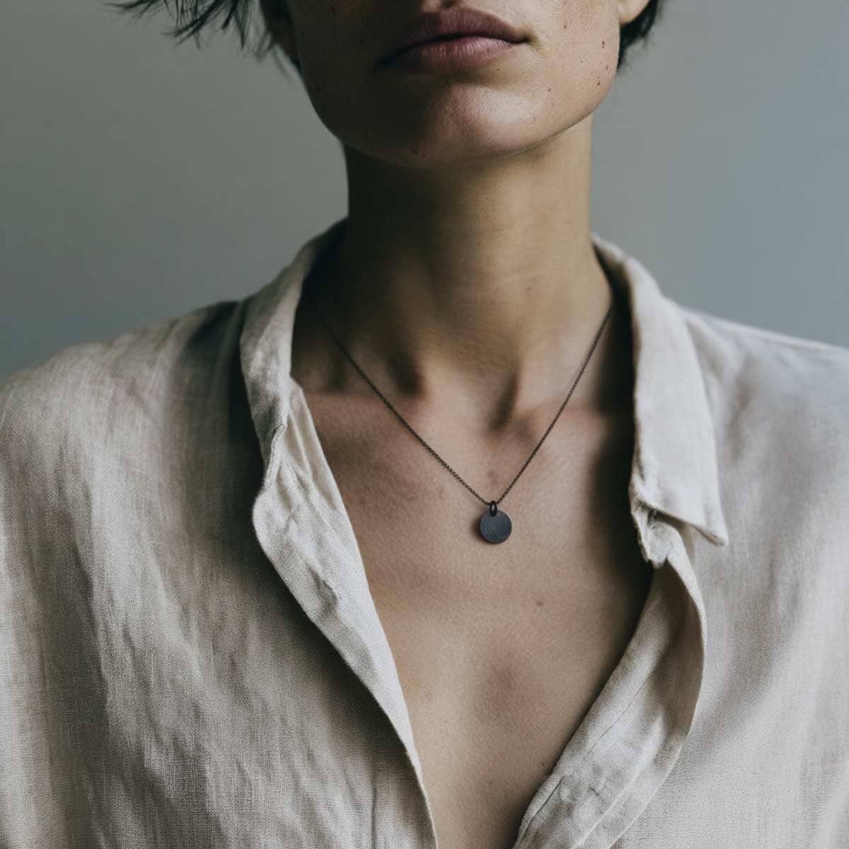 10mm Silver Coin Disk Necklace / שרשרת עיגול 10 מ"מ - studio oh design