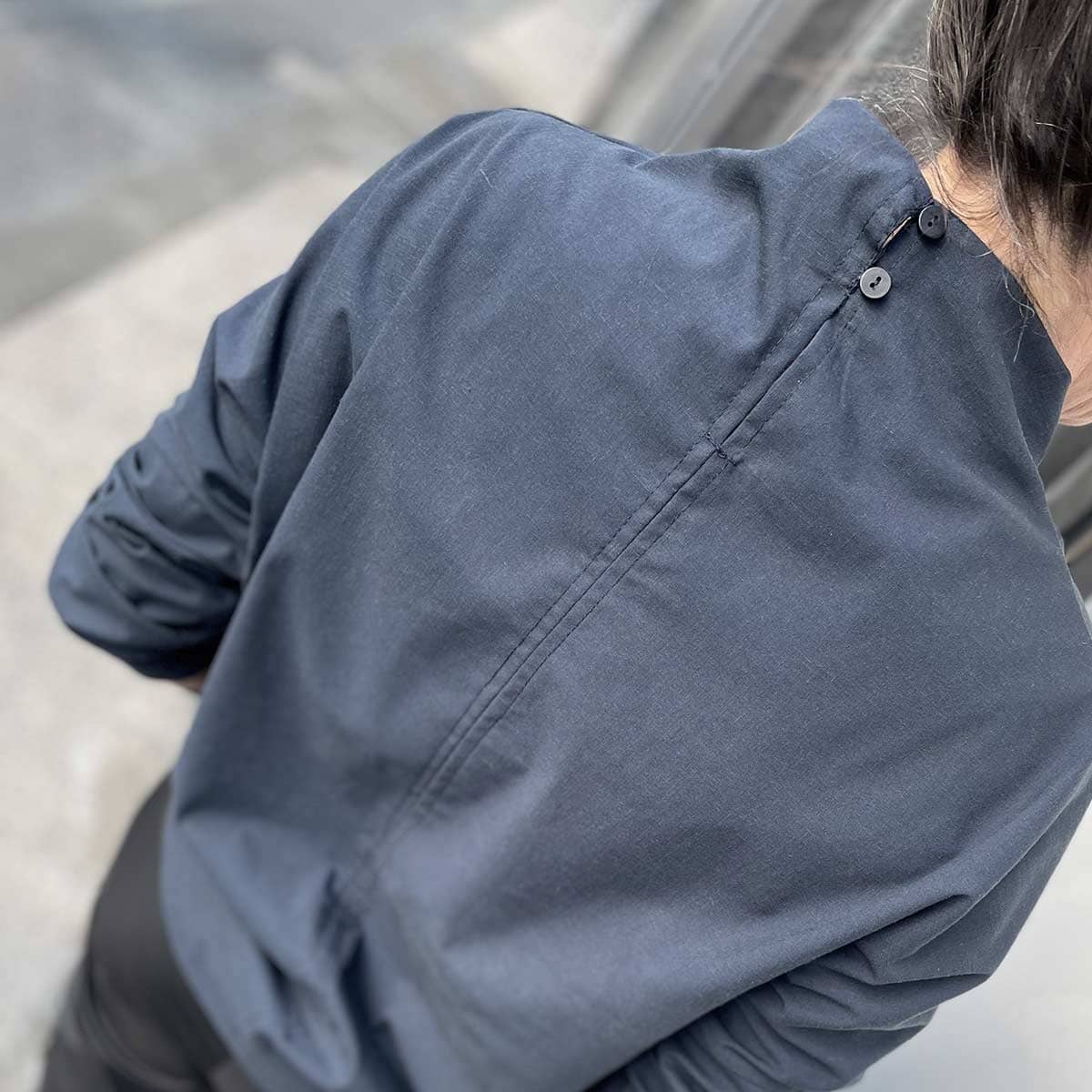 long mirage Japanese top /  חולצה יפנית ארוכה כחול מיראז' - studio oh design