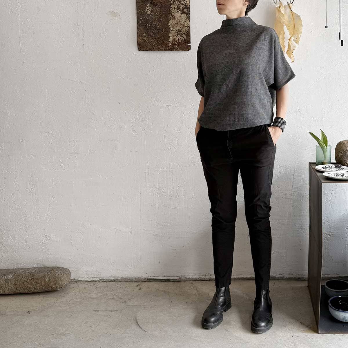 Plaid Japanese top / חולצת שרוולים יפנית משבצות - studio oh design