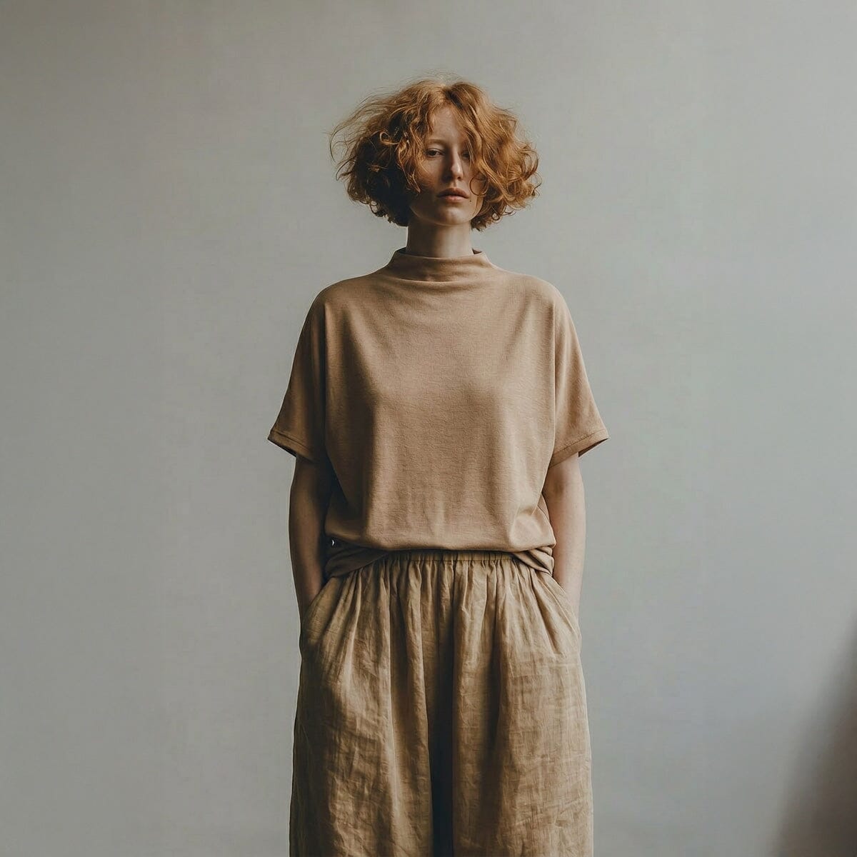 camel beige poly top / OS חולצת פולי קצרה קאמל בז׳ - studio oh design