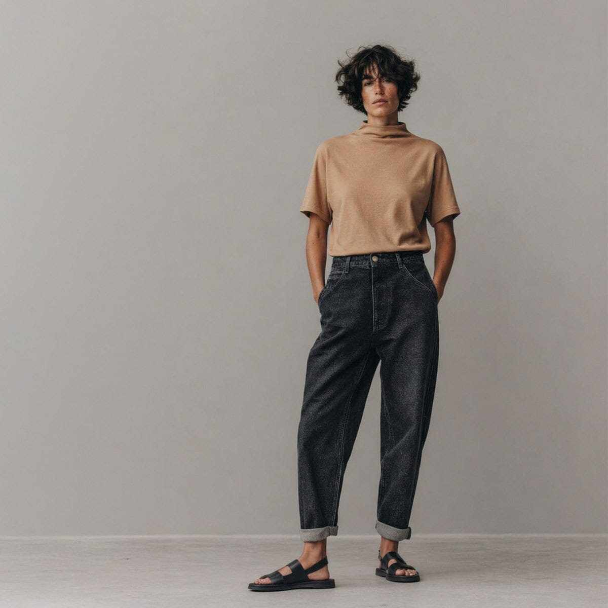 camel beige poly top / OS חולצת פולי קצרה קאמל בז׳ - studio oh design