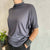 OS gray poly top  / OS  חולצת פולי קצרה אפור - studio oh design