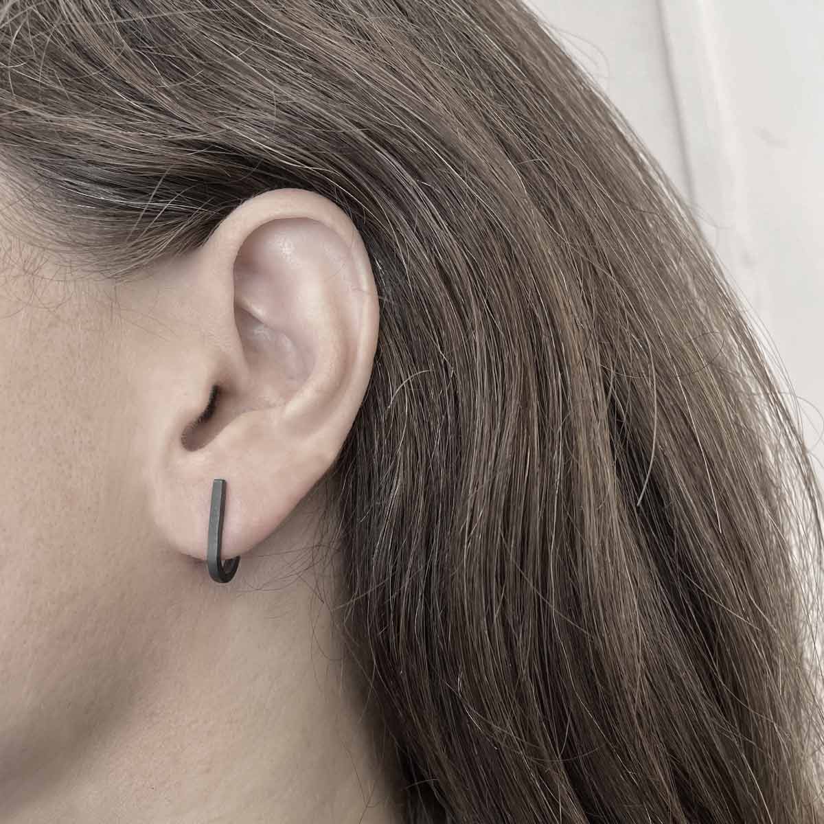 small narrow J earrings / צרים קטנים J עגילי - studio oh design