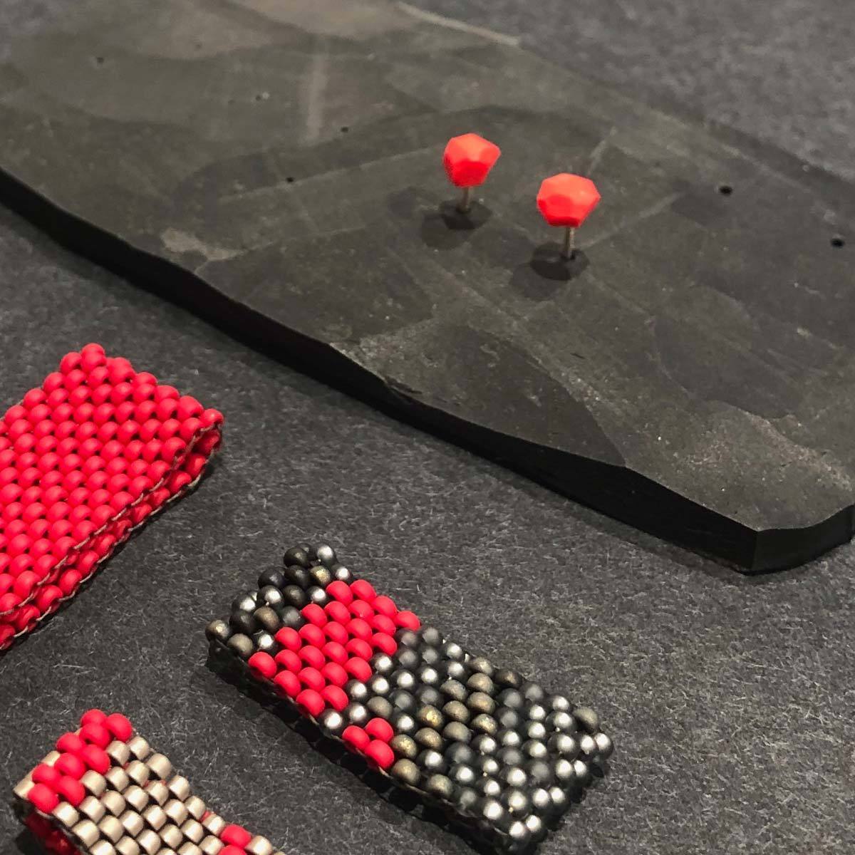 RED polymer gem stud earrings / עגילי פולימר אדומים - studio oh design