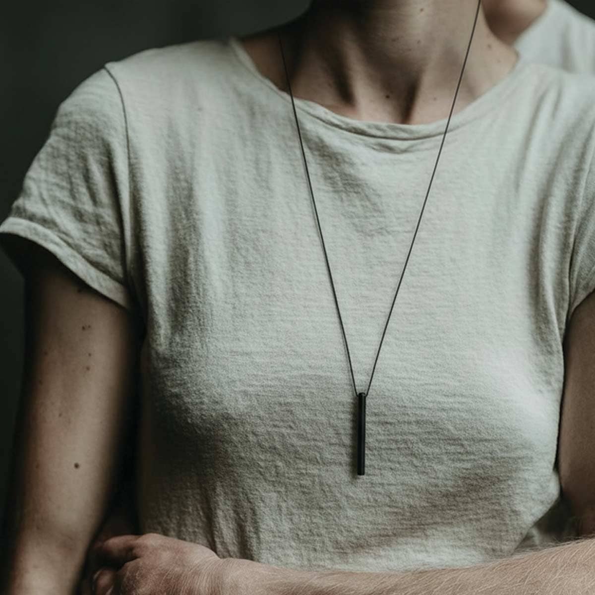 45mm Silver Cylinder necklace - unisex / שרשרת גליל ארוך - יוניסקס - studio oh design