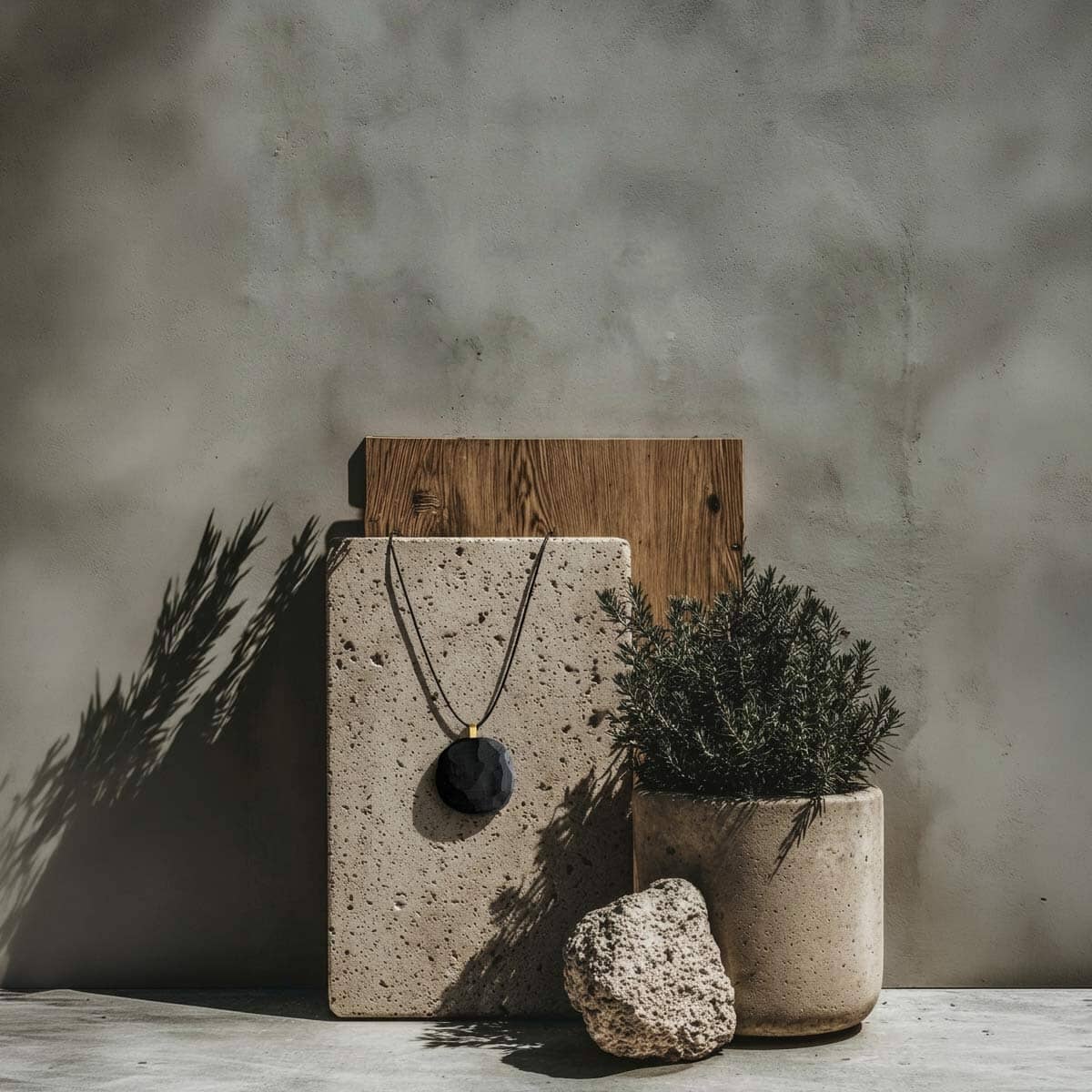 Flat circle Necklace / שרשרת עיגול שטוח שחור - studio oh design