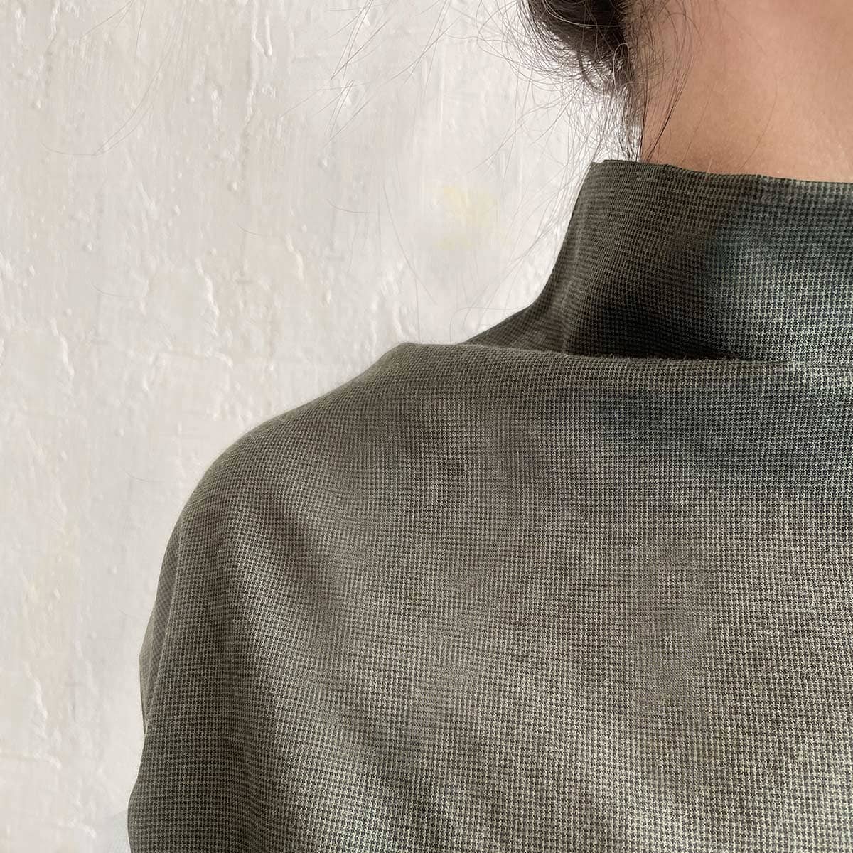 green checkered Japanese top / חולצה יפנית משובצת בירוק - studio oh design