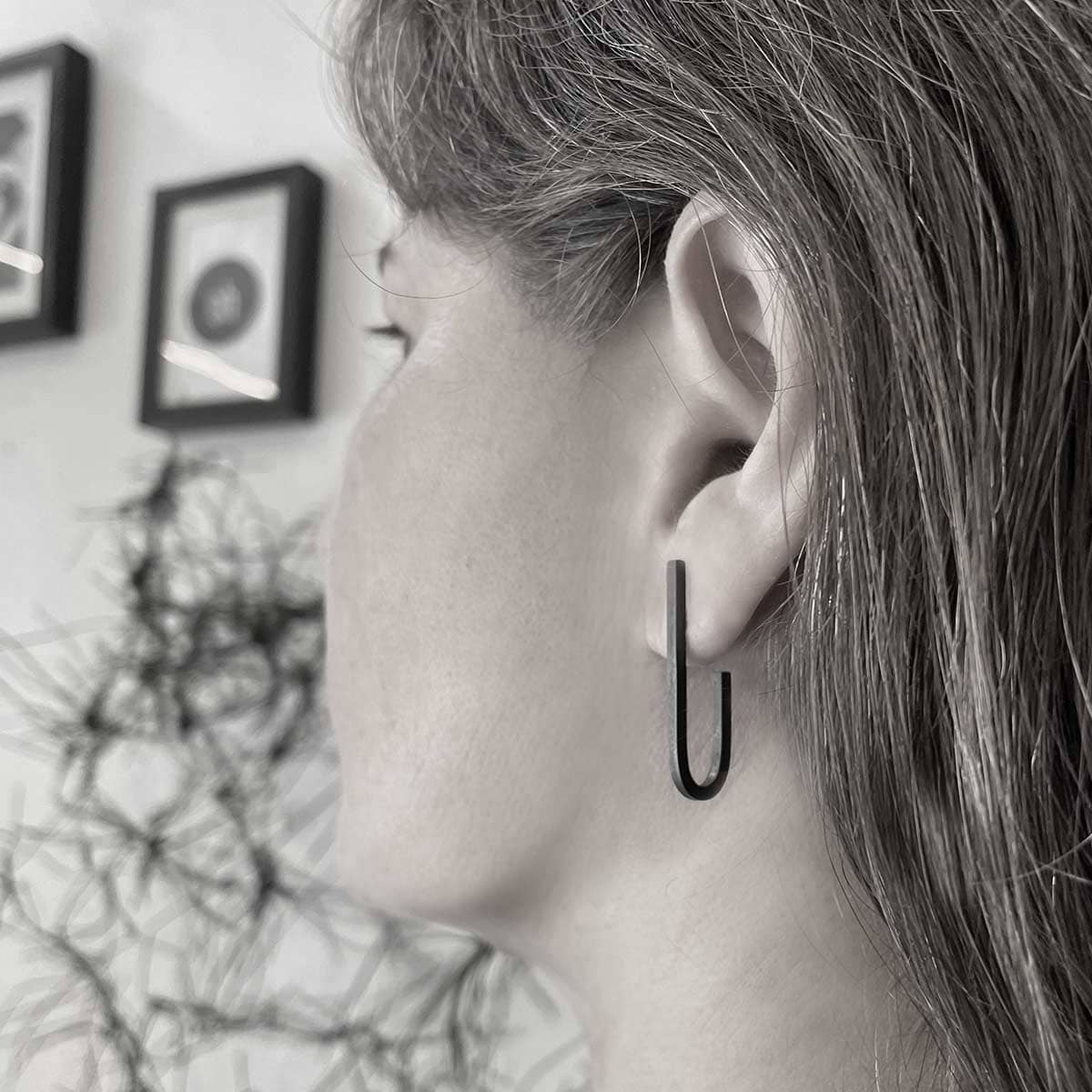 large narrow J earrings /  צרים גדולים J עגילי - studio oh design
