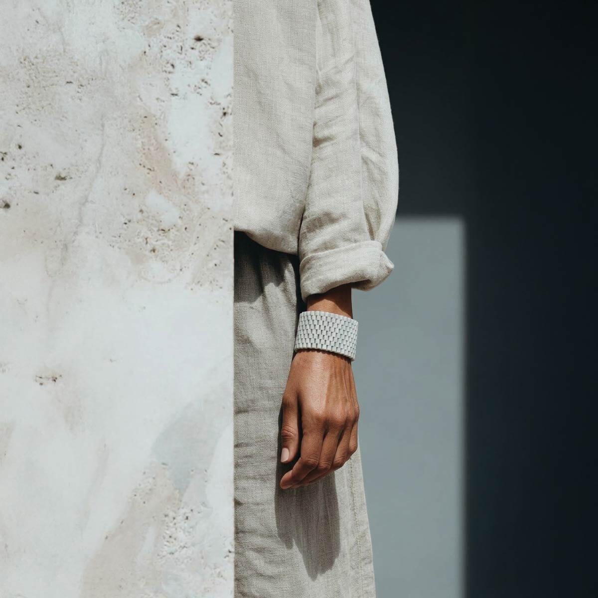 Woven cuff bracelet - צמיד חרוזים ארוג - studio oh design