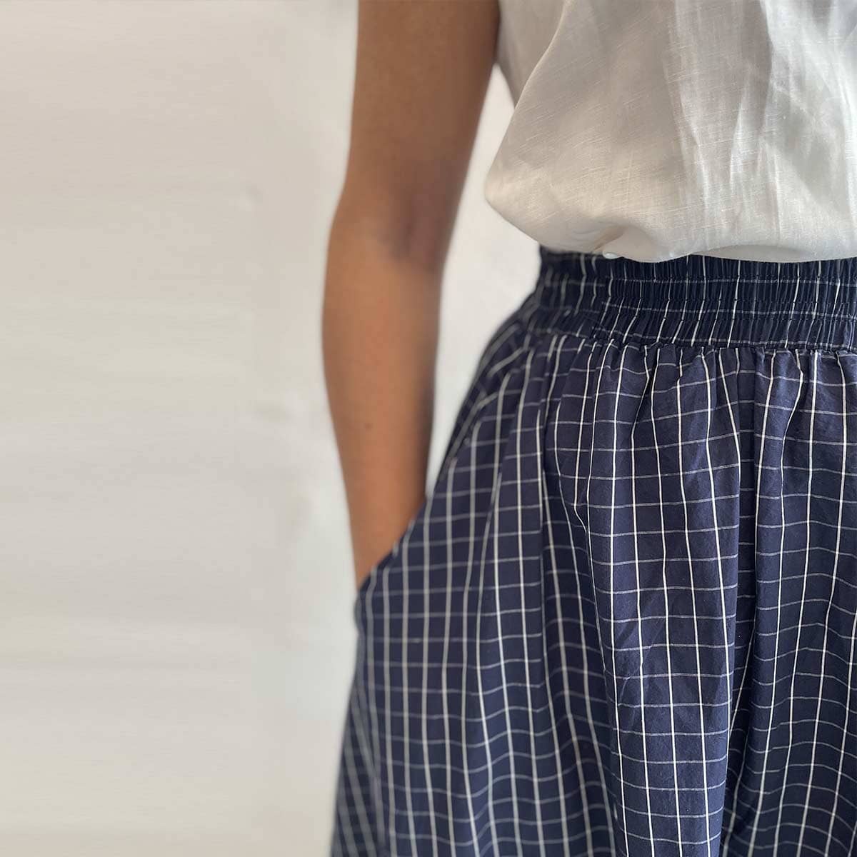 plaid blue skirt /  חצאית משובצת כחולה - studio oh design