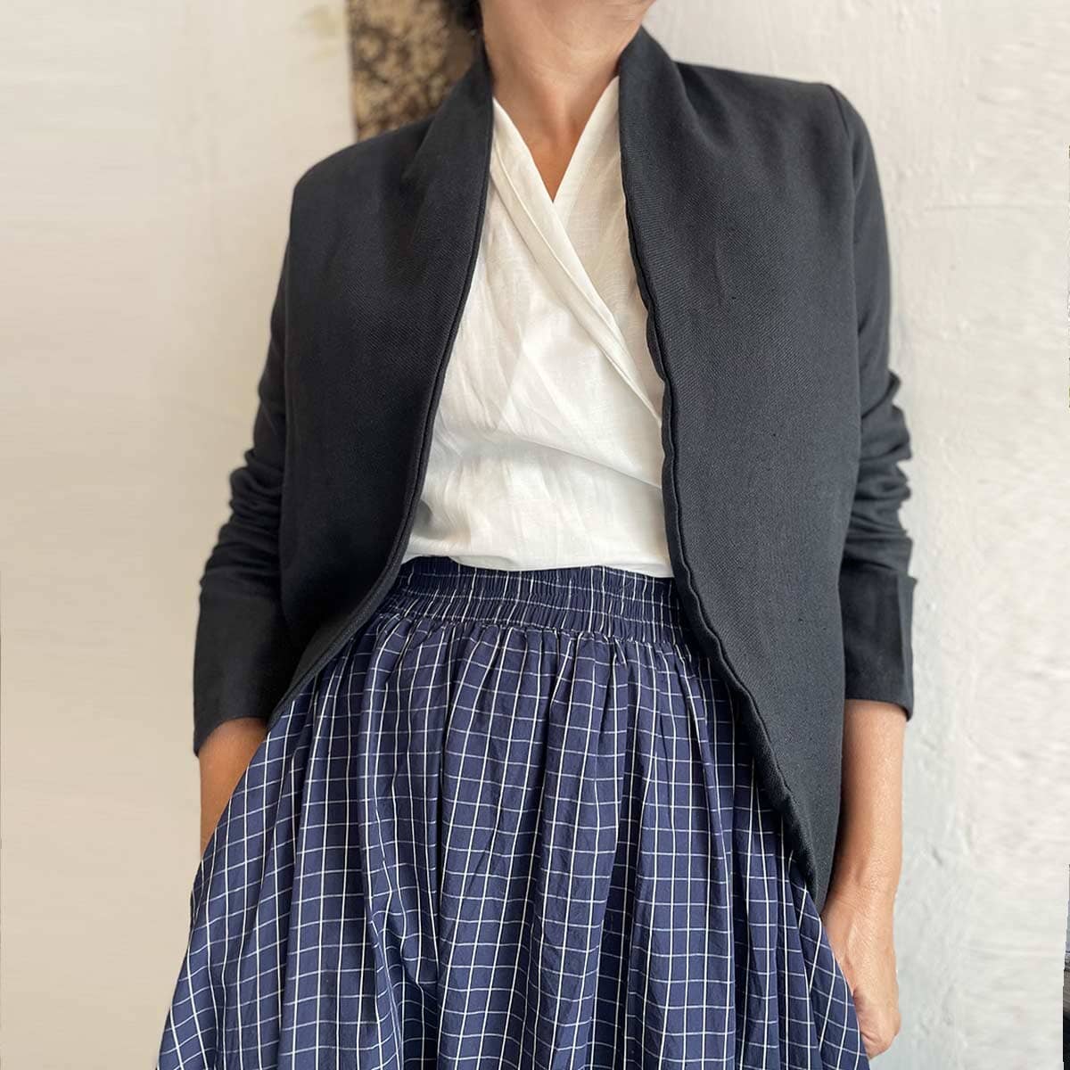 plaid blue skirt /  חצאית משובצת כחולה - studio oh design