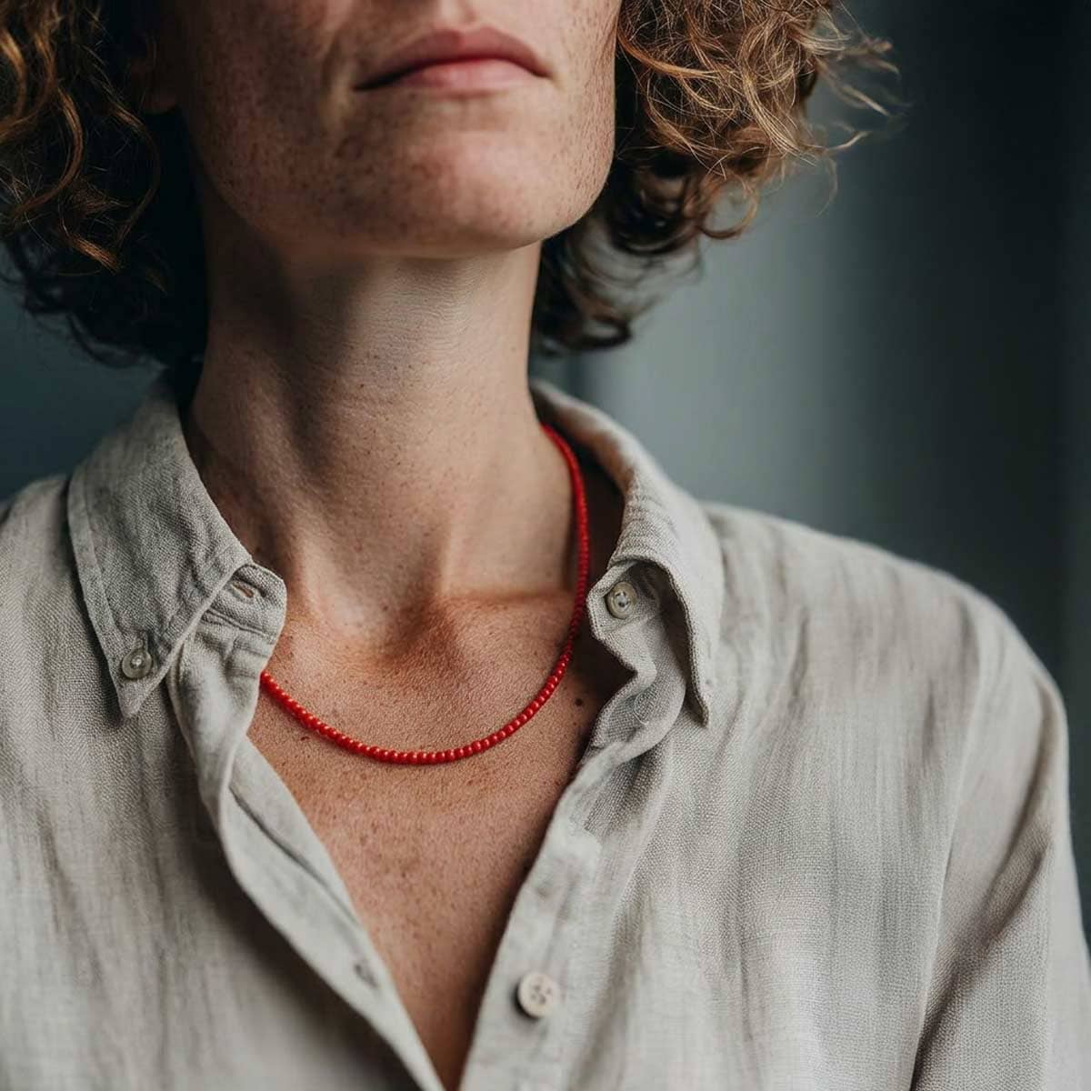 red coral necklace / שרשרת חרוזי קורל - studio oh design