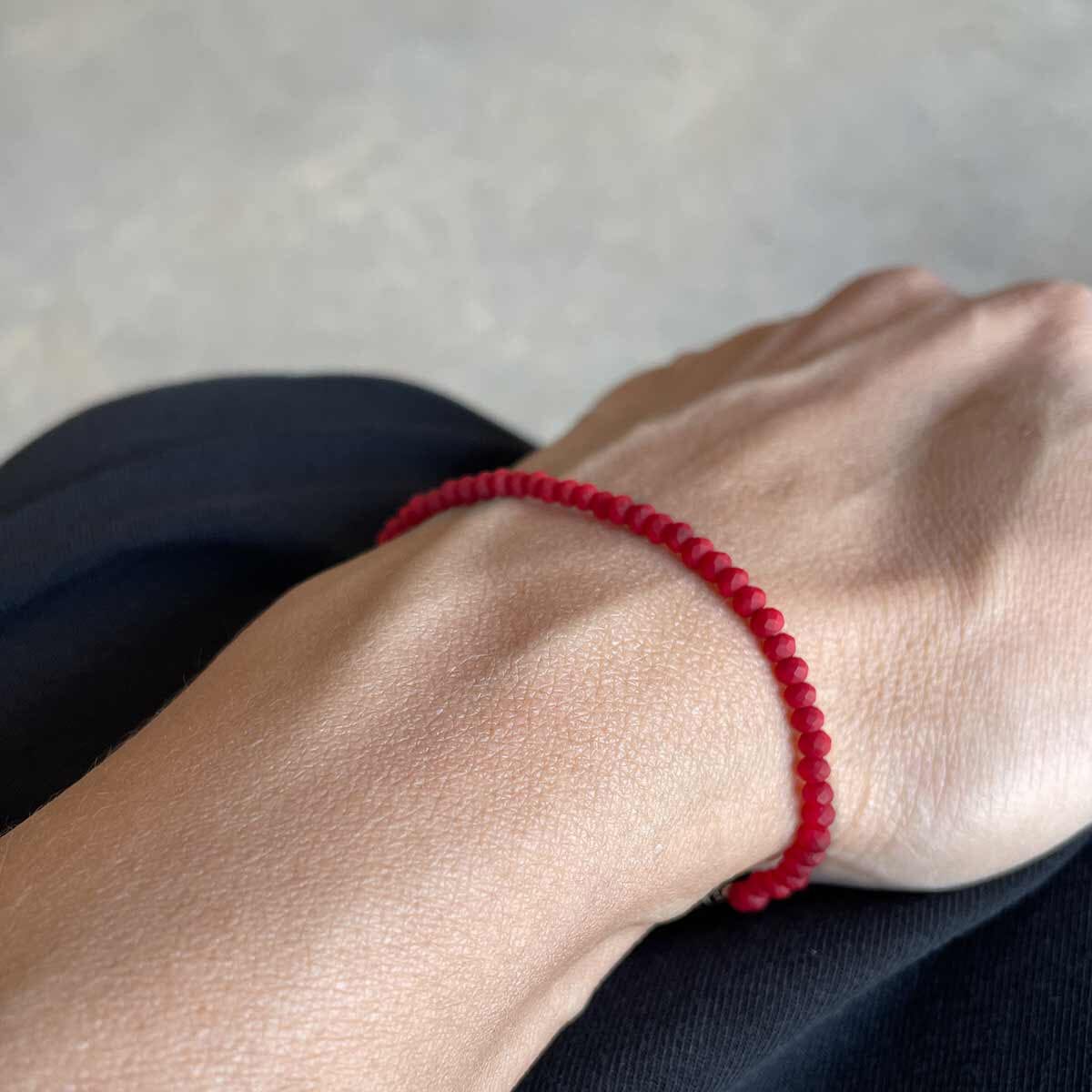 red crystal bracelet - צמיד קריסטלים אדום - studio oh design