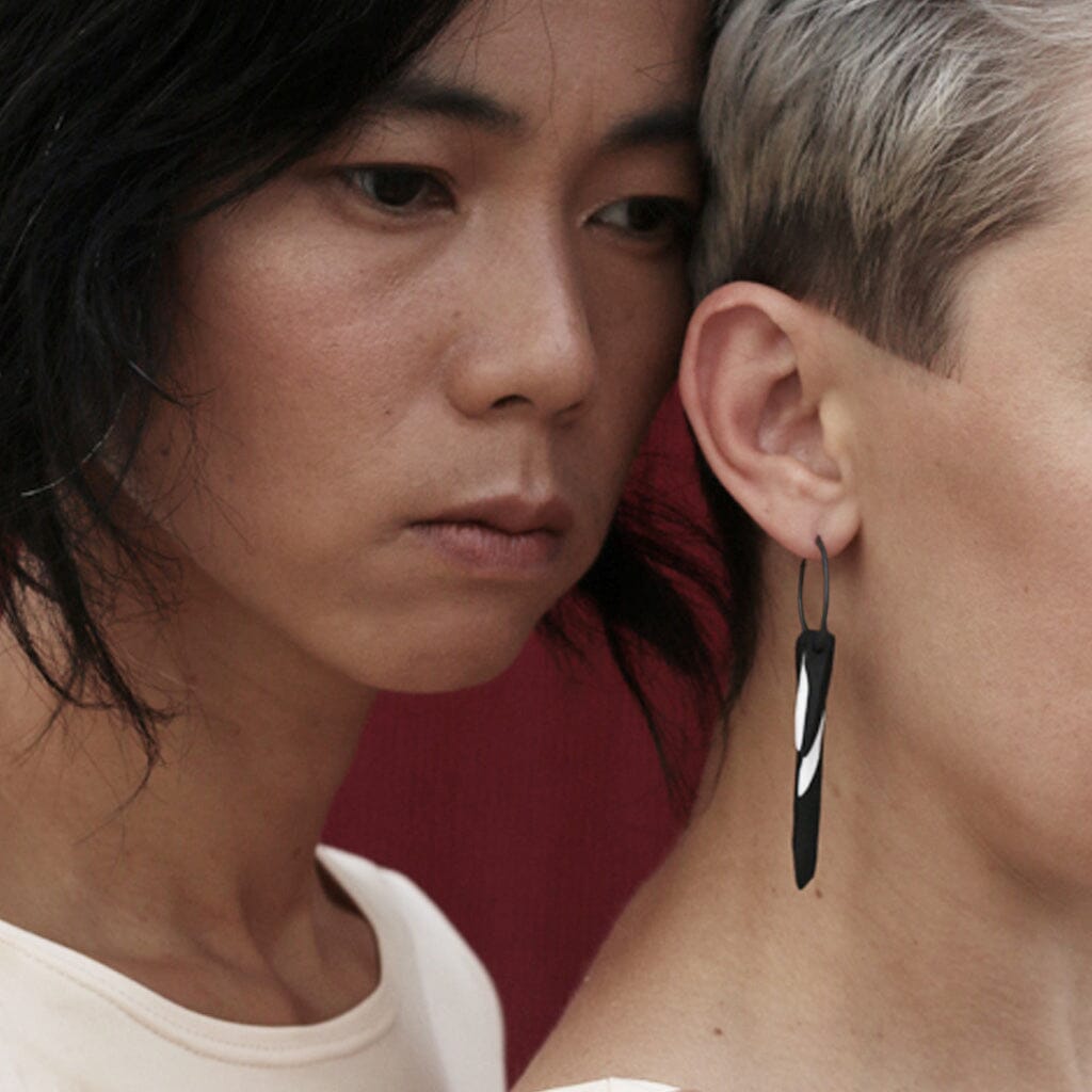 One Silver Drop gypsy Earring /   עגיל ג'יפסי קוצים בודד - studio oh design