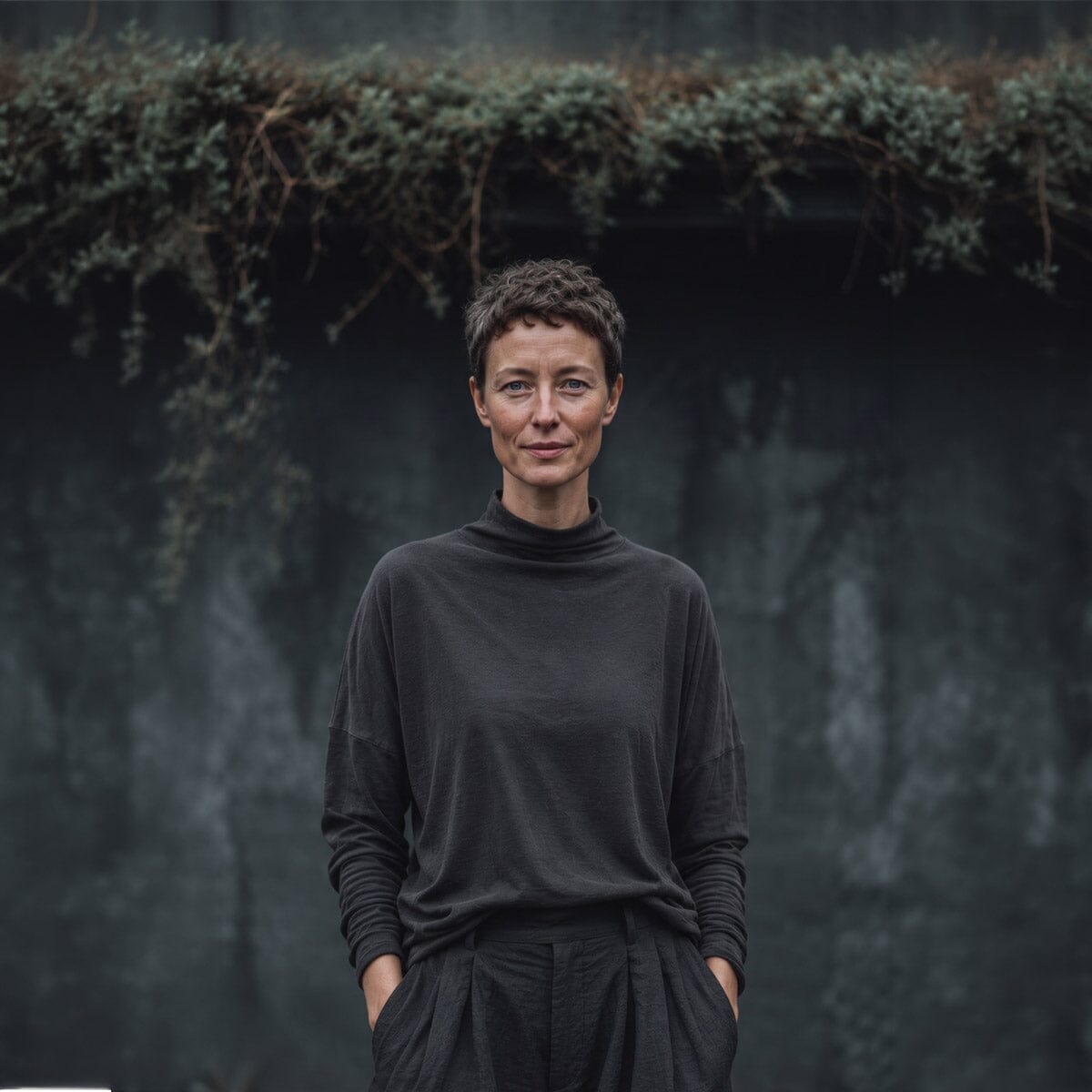 Long-sleeve dark gray poly  top  / OS  חולצת פולי ארוכה באפור כהה