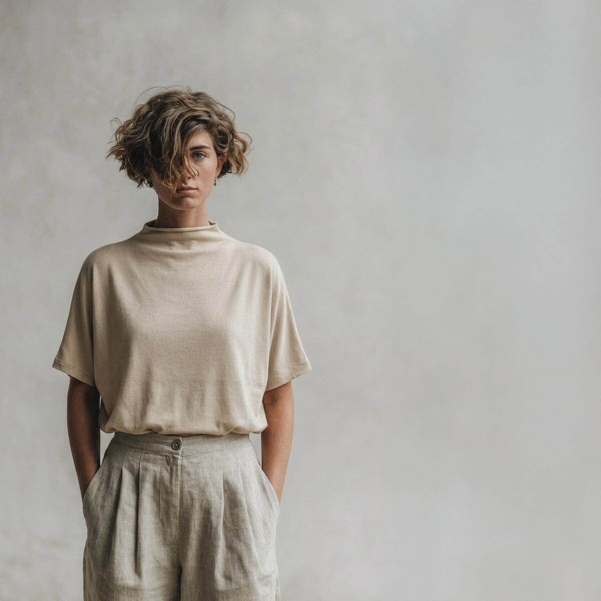 sand poly top / OS חולצת פולי חול - studio oh design
