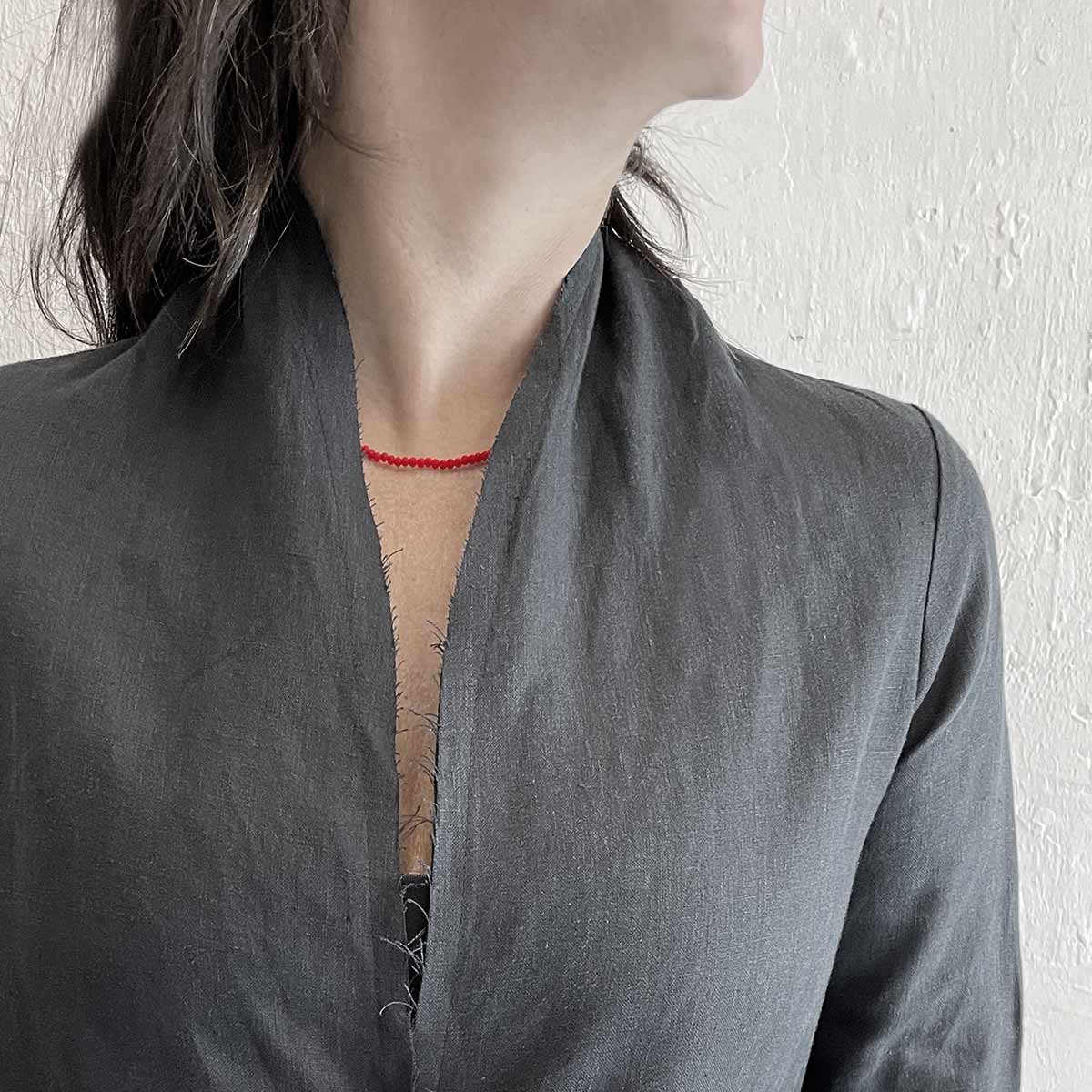 red coral necklace / שרשרת חרוזי קורל - studio oh design