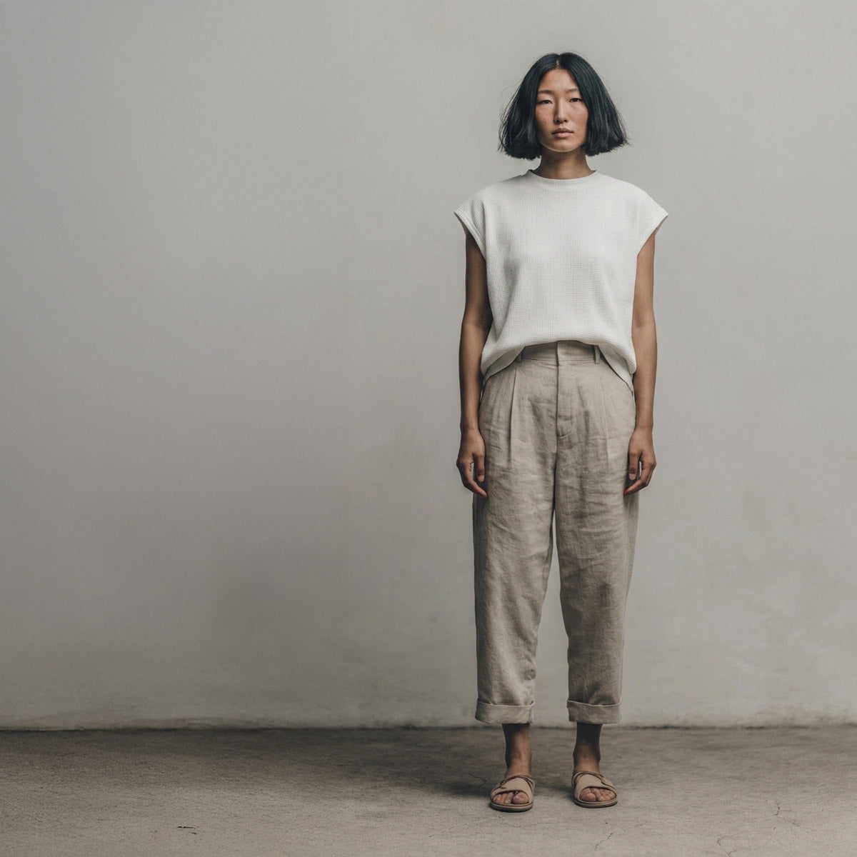 white Waffle terner top  / OS חולצת טרנר בד וואפל לבן