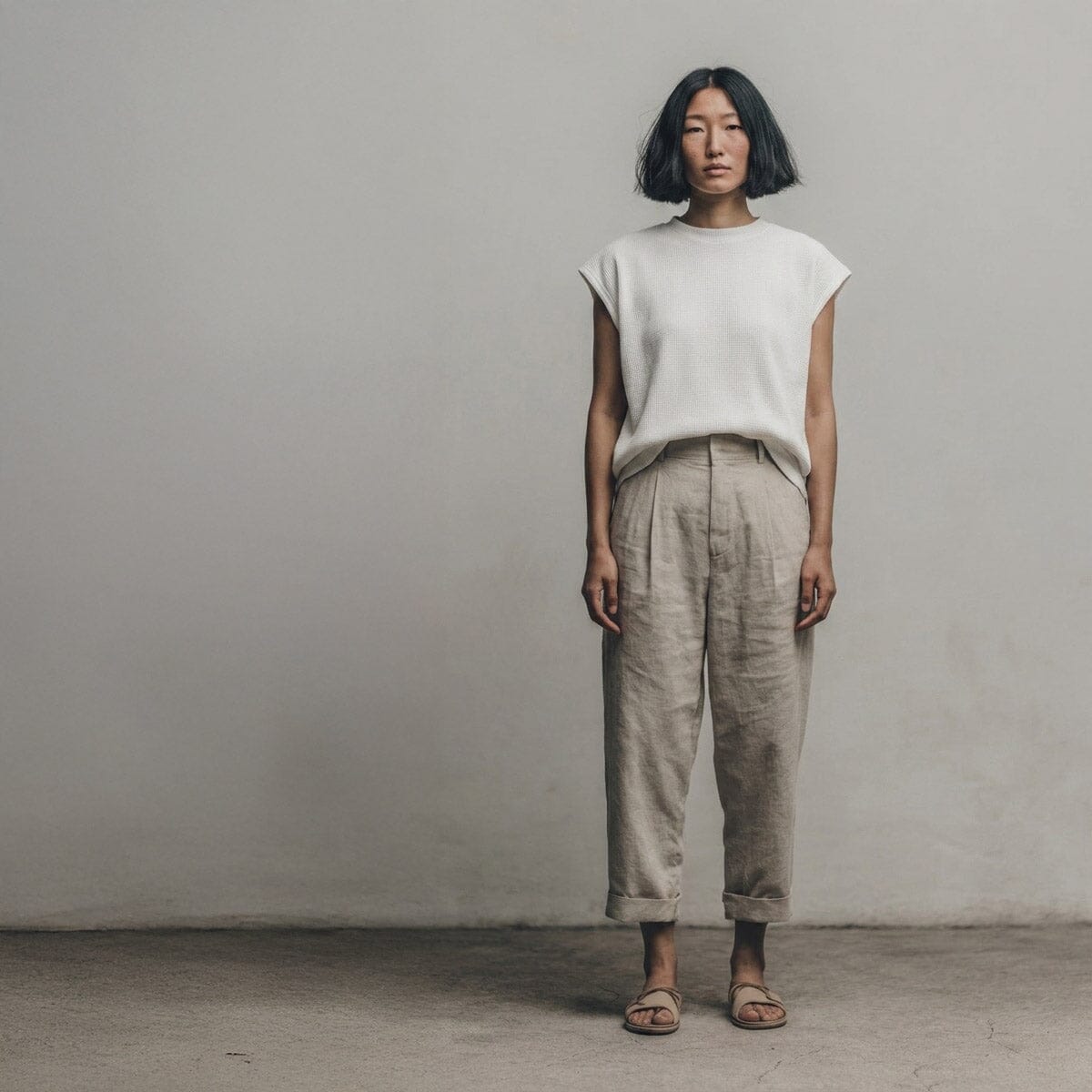 white Waffle terner top  / OS חולצת טרנר בד וואפל לבן
