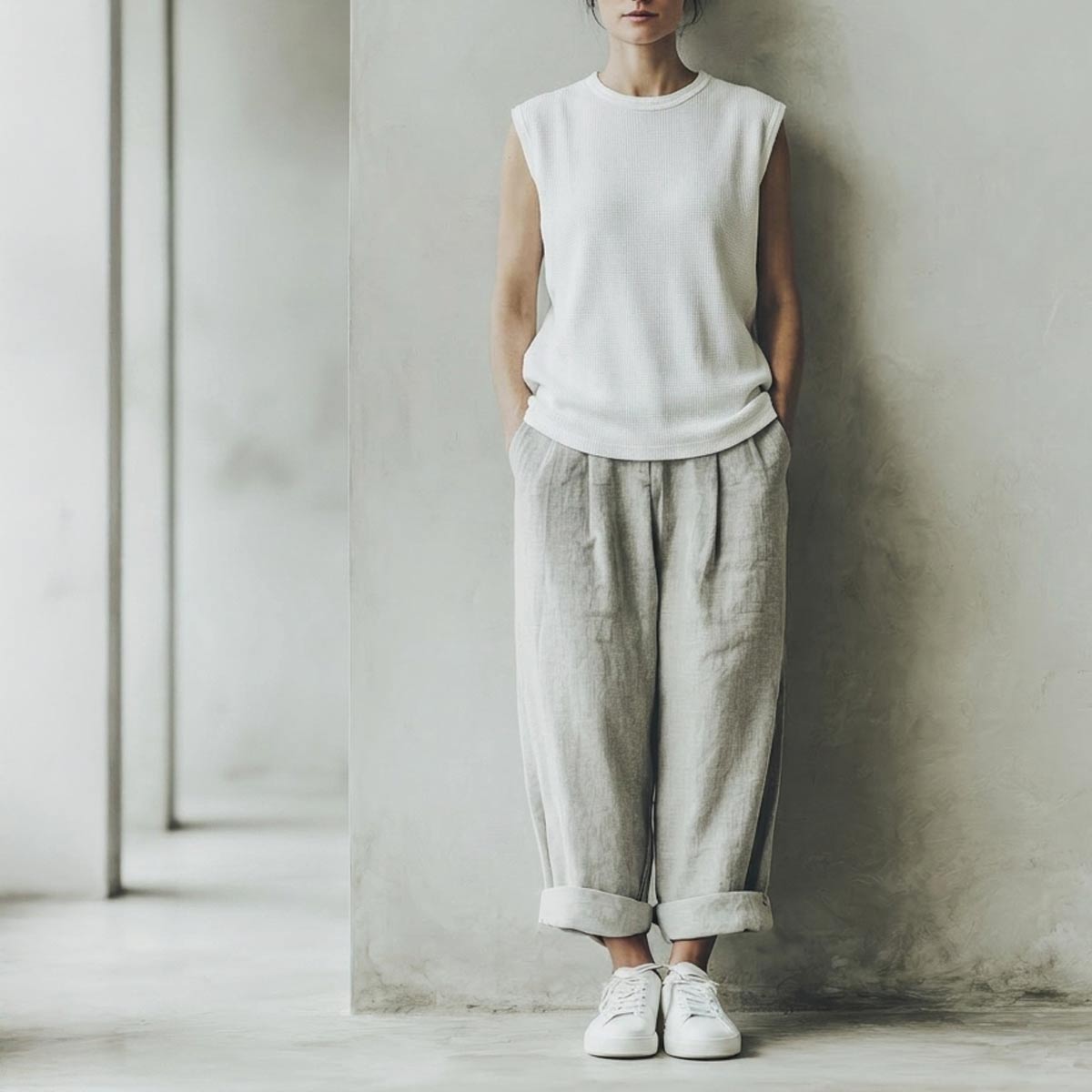 white Waffle terner top  / OS חולצת טרנר בד וואפל לבן