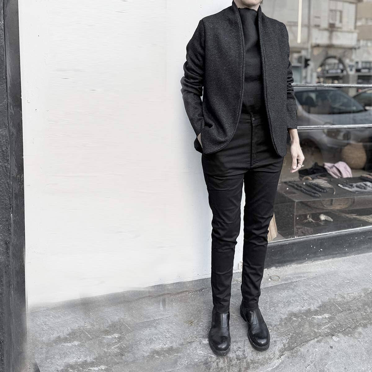 yoko wool black jacket / ג&#39;קט יוקו צמר בגווני אפור שחור - studio oh design