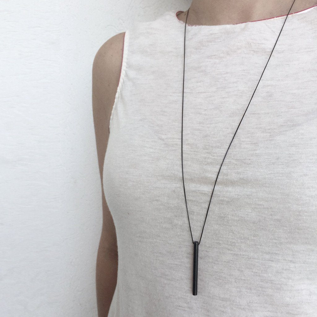 45mm Silver Cylinder necklace - unisex / שרשרת גליל ארוך - יוניסקס - studio oh design