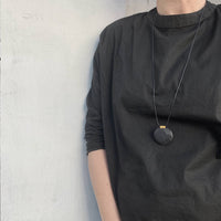 Flat circle Necklace / שרשרת עיגול שטוח שחור - studio oh design