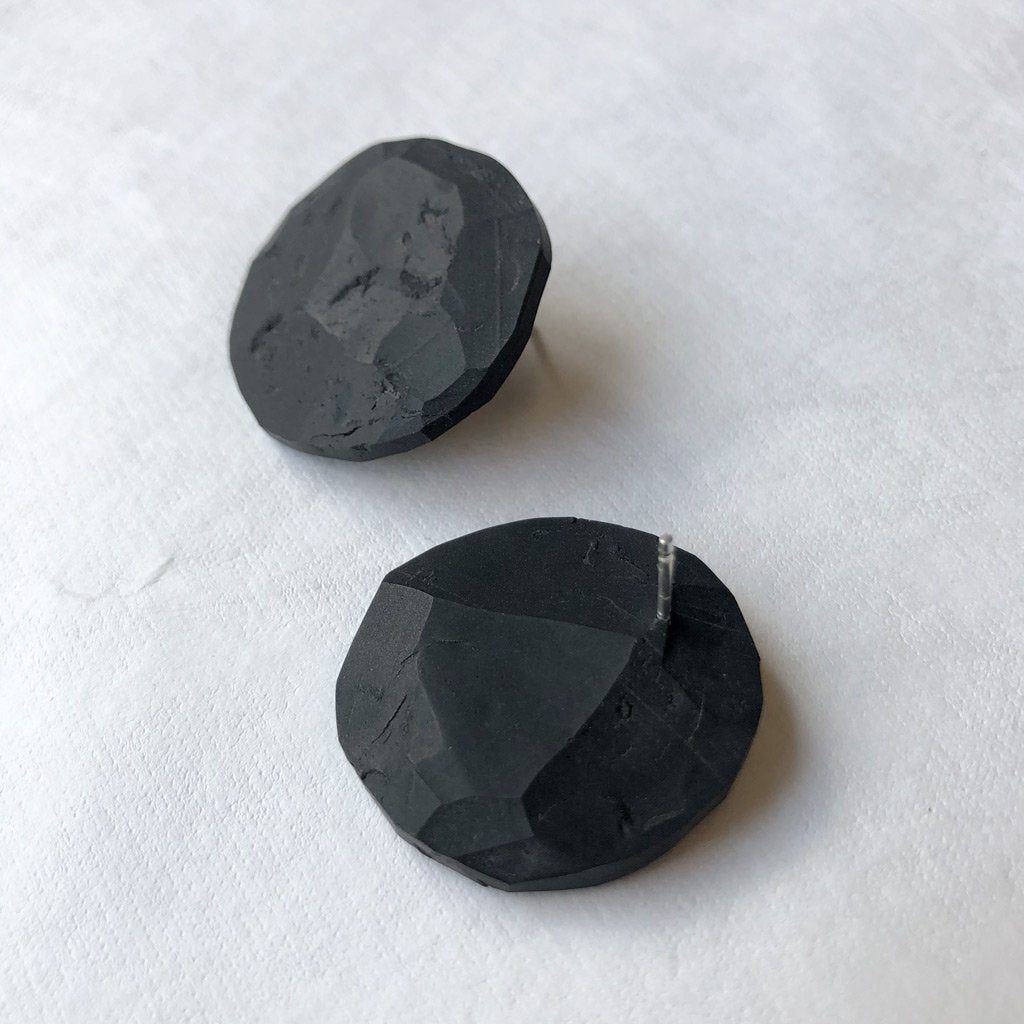 Flat circle polymer earrings / עגילי עיגול שטוח פולימר - studio oh design