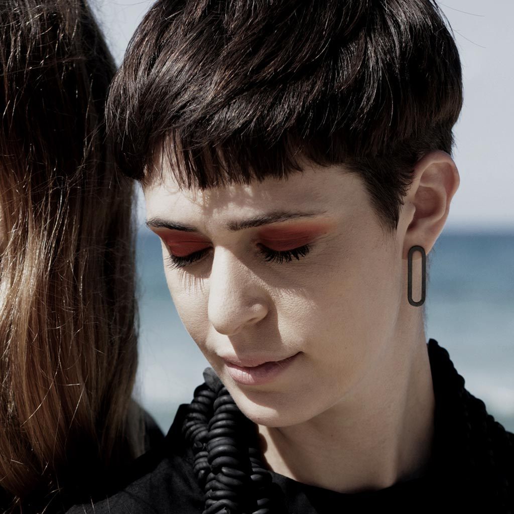 Big Flat O silver earring / O - עגיל בודד גדול - studio oh design