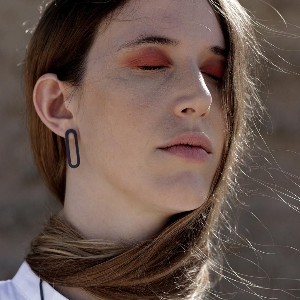 Big Flat O silver earring / O - עגיל בודד גדול - studio oh design