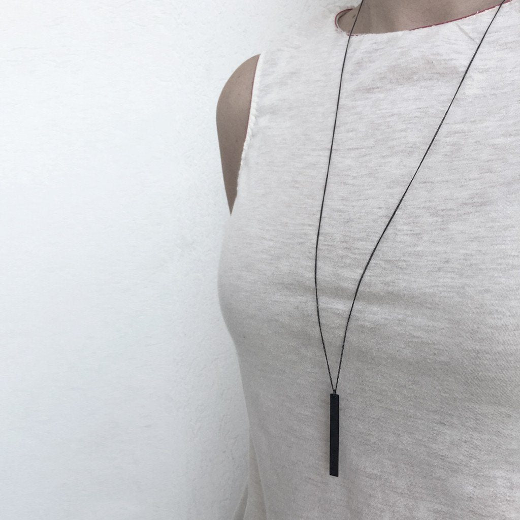 Silver Bar Necklace - Unisex / שרשרת פס - studio oh design
