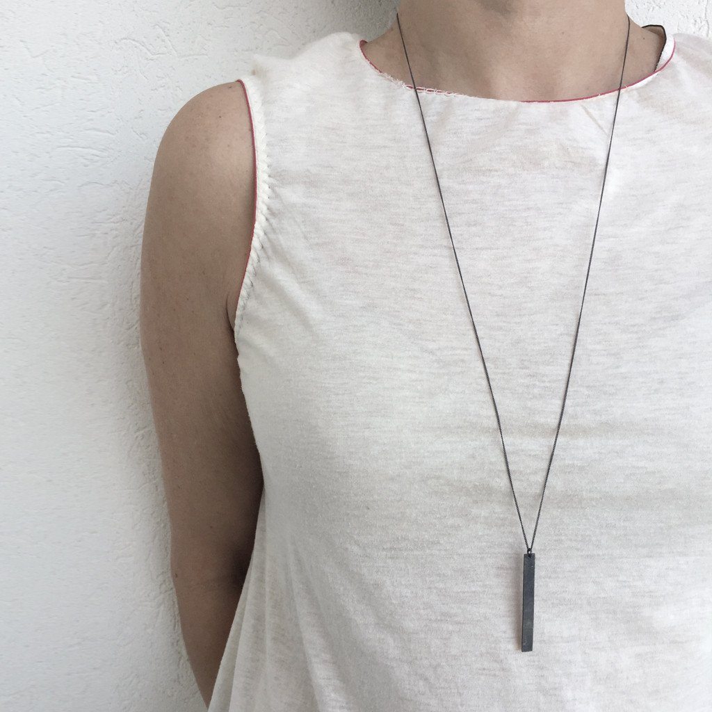 Silver Bar Necklace - Unisex / שרשרת פס - studio oh design