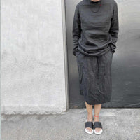 black linen top /  חולצת פשתן שחורה - studio oh design
