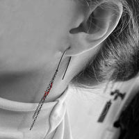 chain earrings /  עגילי שרשרת עם חוט אדום - studio oh design