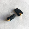 rectangle black polymer earrings / עגילי מלבן עם אלמנט ציפוי זהב - studio oh design