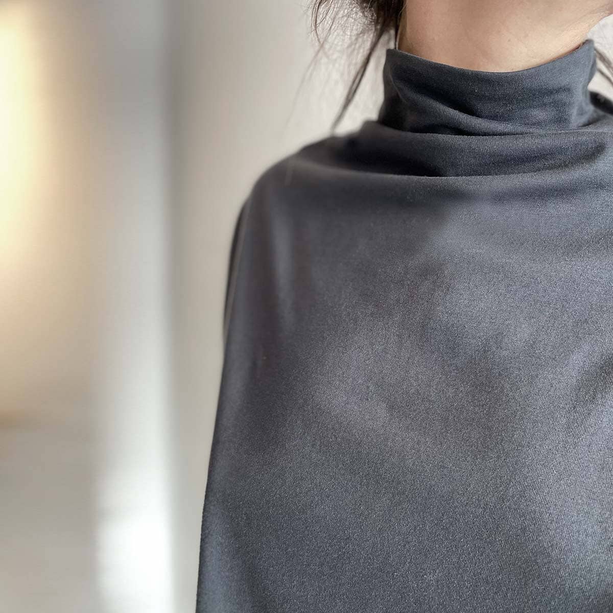 smoky gray long poly top  / חולצת פולי ארוכה באפור מעושן - studio oh design