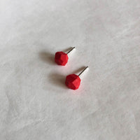RED polymer gem stud earrings / עגילי פולימר אדומים - studio oh design