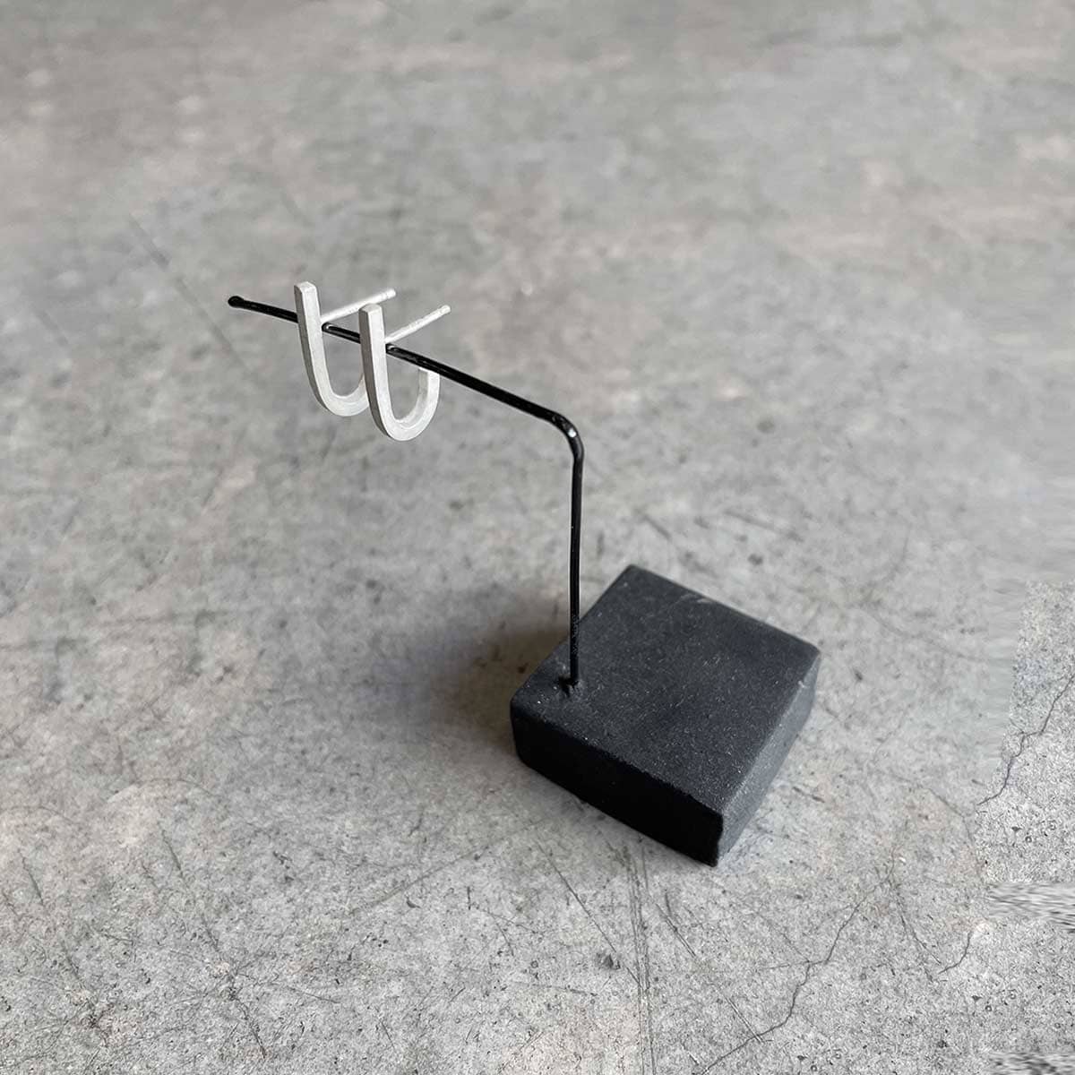 small narrow J earrings /  צרים קטנים J עגילי - studio oh design
