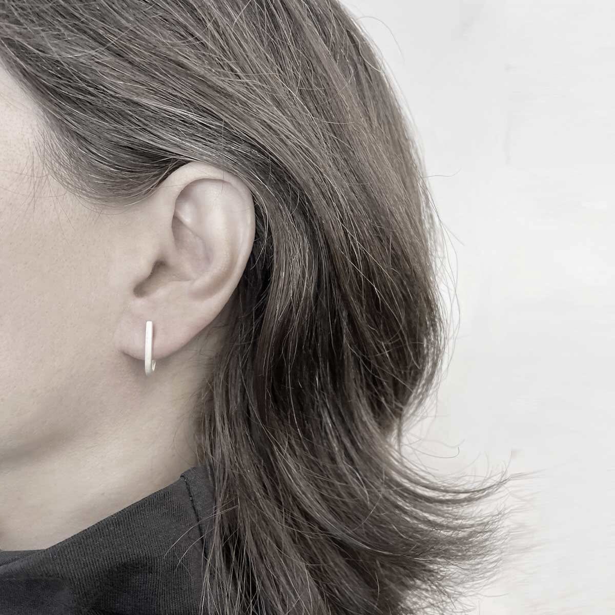 small narrow J earrings /  צרים קטנים J עגילי - studio oh design