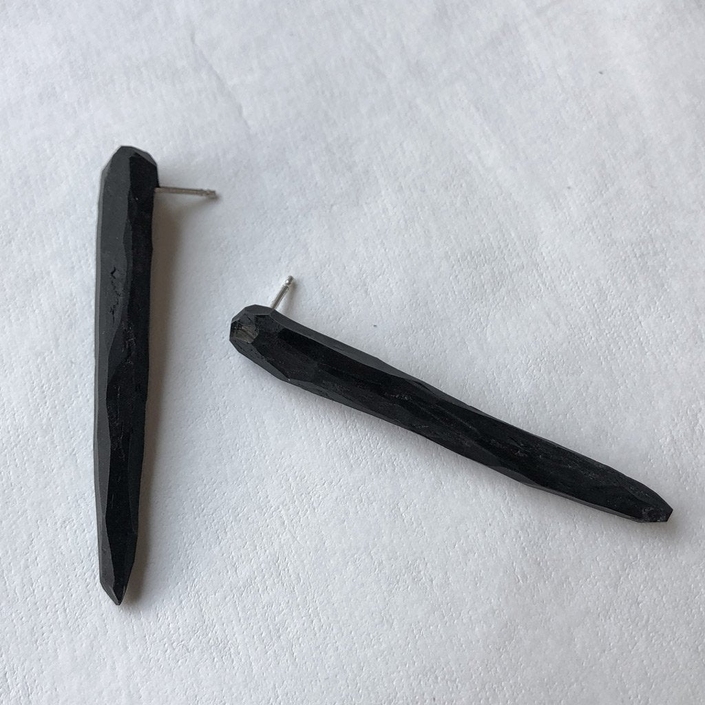 long polymer spike earrings / עגילי ספייק ארוך מפולימר - studio oh design