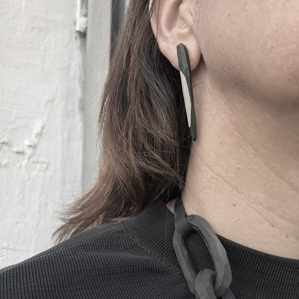 long polymer spike earrings / עגילי ספייק ארוך מפולימר - studio oh design